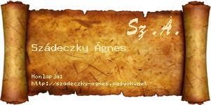 Szádeczky Ágnes névjegykártya